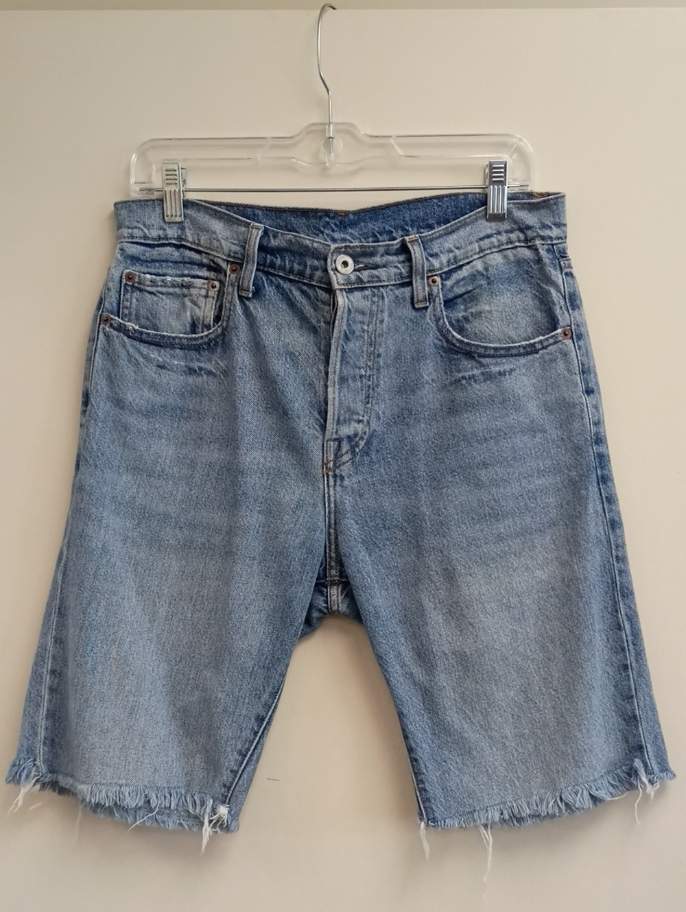 NSF Light Wash Cutoff Denim Shorts Frayed Hem Men's Waist 28